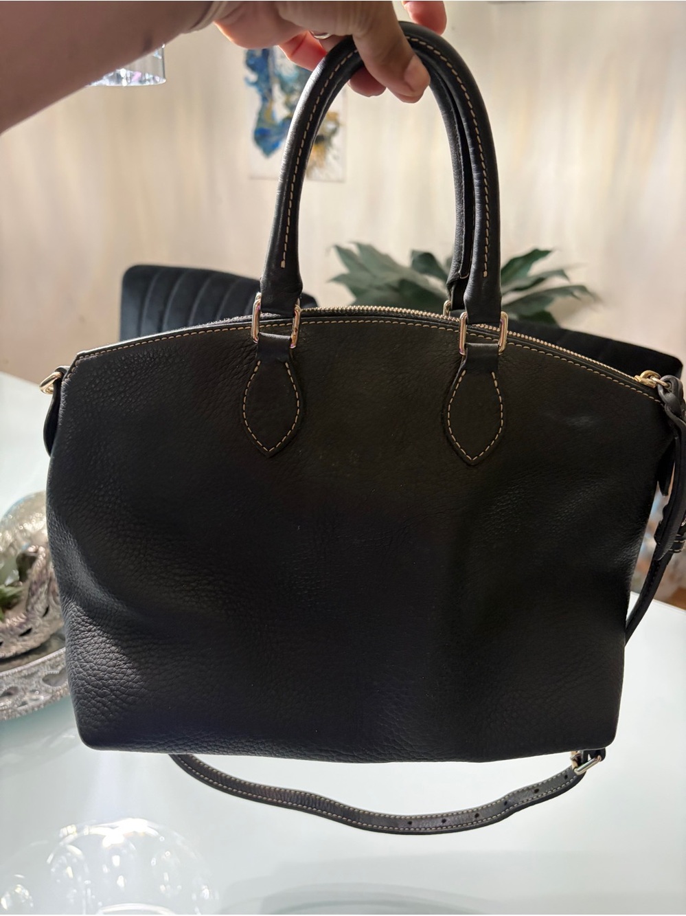 Dooney & Bourke Black Pebble Leather Satchel with Shoulder Strap - Picture 8 of 15